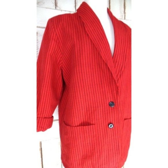 Vintage red black pin striped blazer jacket - Picture 3 of 5